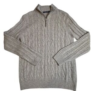 Cable Knit Wool Pullover Sweater Large Quarter Zip Daniele‎ Blasi